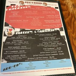 Fox’s Diner - Some more of the menu