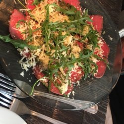 Le Bistrot Pierre - Beef carpaccio. Cheese was a bad addition here.