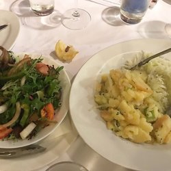 Balkan Seafood Restaurant - Mixed greens and potato salad