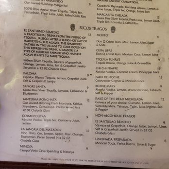 La Santisima - Drink menu - Mexican Near Me - Phoenix, Arizona La Santisima - Drink menu - Mexican Near Me - Phoenix, Arizona