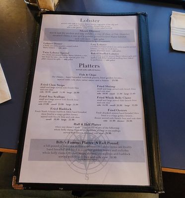 Menu photo 8 Billy's Chowder House Wells, ME