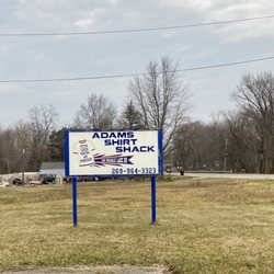 Adams Shirt Shack - Sign out front