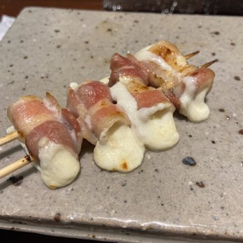 Yakitori Hachibei - Mozzarella wrapped in bacon was so good we got 2 rounds of it. - Japanese Near Me - Honolulu, Hawaii Yakitori Hachibei - Mozzarella wrapped in bacon was so good we got 2 rounds of it. - Japanese Near Me - Honolulu, Hawaii