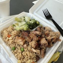 Chinatown - Bourbon chicken with fried rice and veggies.
