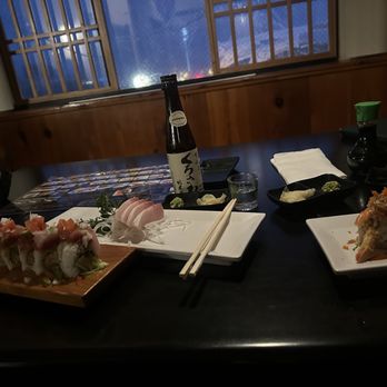 Umi Sushi & Sake - Baja Roll on left and Salmon Temptation on right - Sushi Bars Near Me - Morro Bay, California