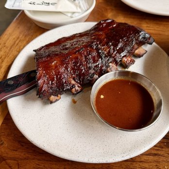 Majordomo - Smoked rack of pork ribs with sauce - New American Near Me - Los Angeles, California