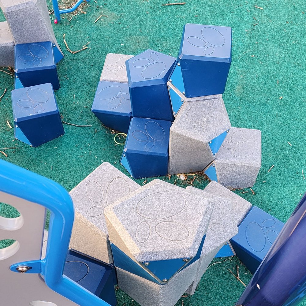 David's Park - On the big kids play section, looking down at the climbing blocks. - Parks Near Me - Waukesha, Wisconsin David's Park - On the big kids play section, looking down at the climbing blocks. - Parks Near Me - Waukesha, Wisconsin