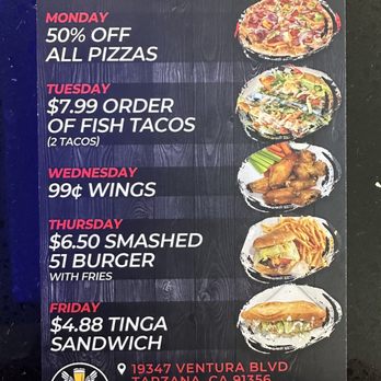 Lounge 51 - a menu for a pizza restaurant - Pizza Near Me - Tarzana, California