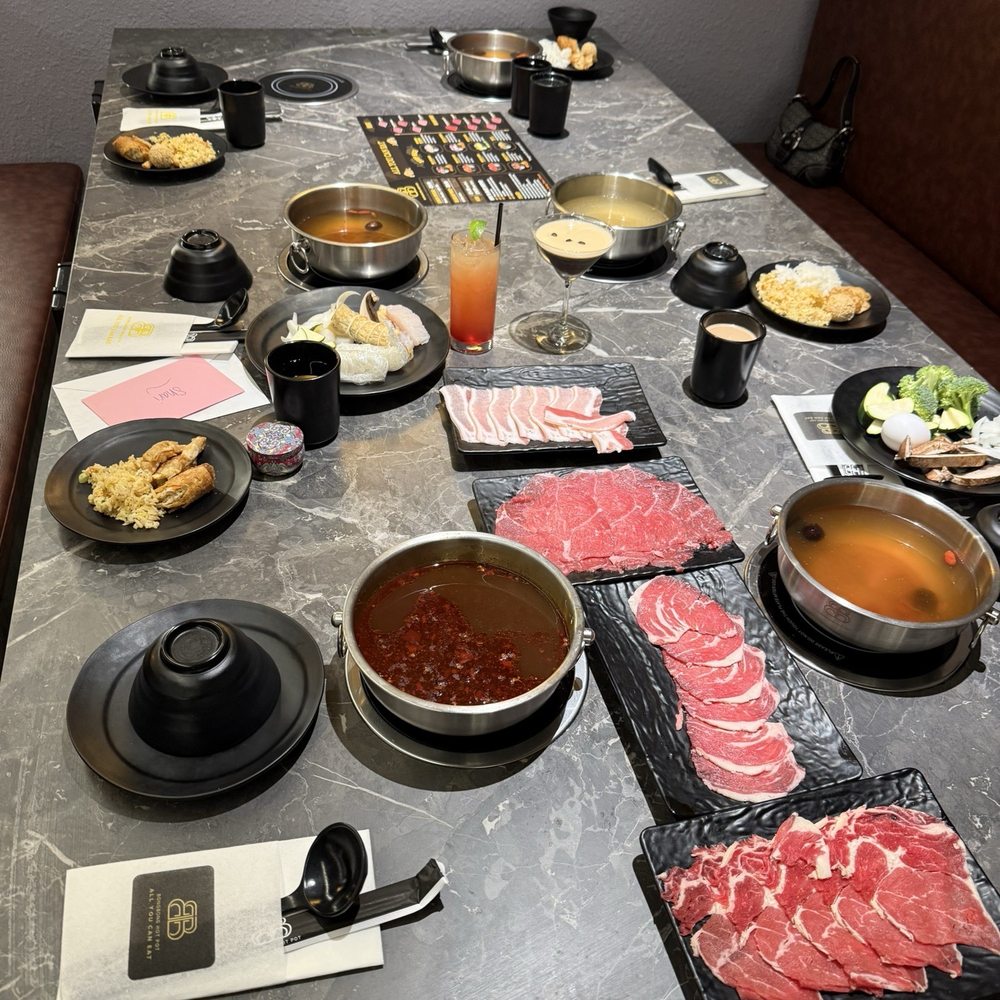 Hot Pot broth and meat selections chosen by our group Hot Pot broth and meat selections chosen by our group