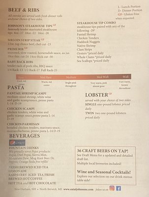 Menu photo 2 Johnson's Seafood and Steak - New Durham New Durham, NH Menu photo 2 Johnson's Seafood and Steak - New Durham New Durham, NH