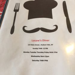 Losaw's Diner - Front page of the menu.