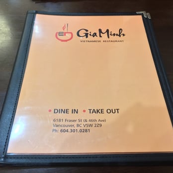 Gia Minh - Front of menu~ - Vietnamese Near Me - Vancouver, British Columbia