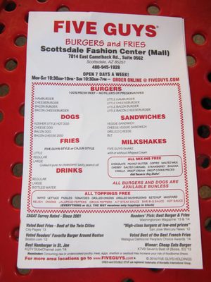 Menu photo 3 Five Guys Scottsdale, AZ