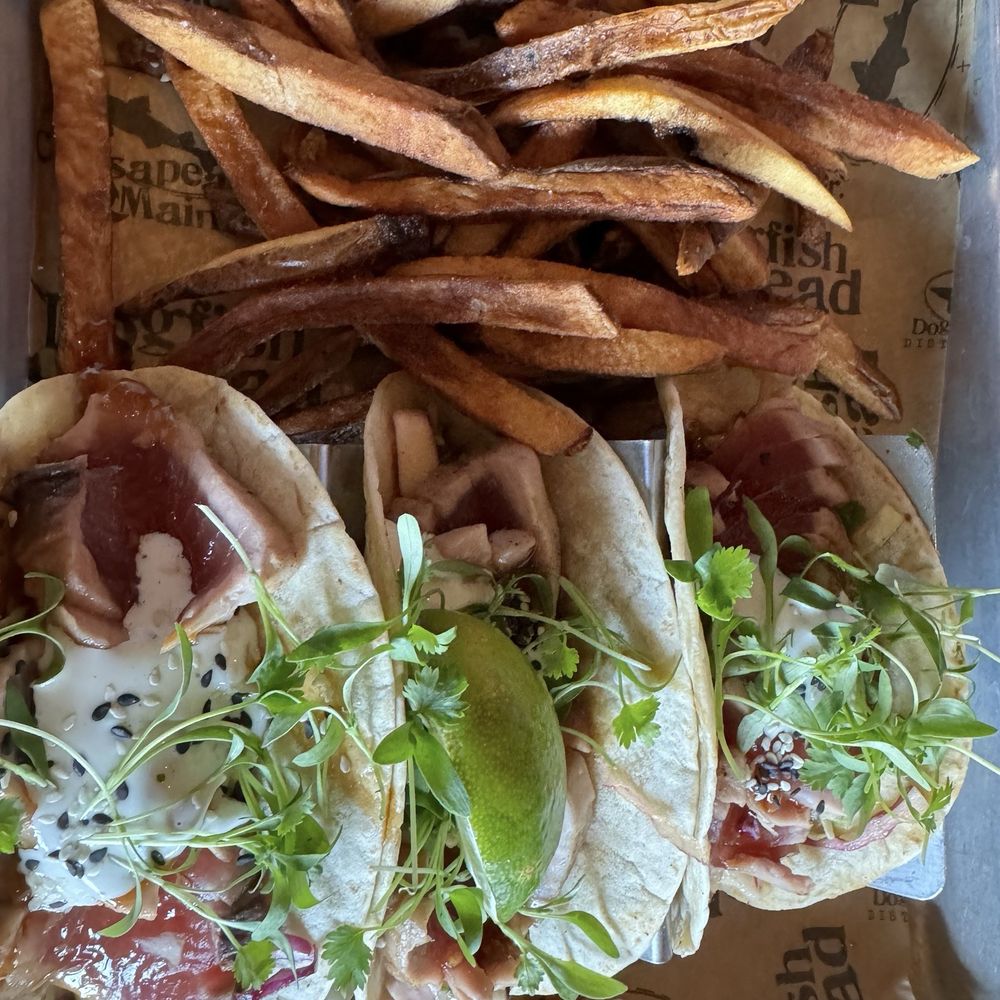 Dogfish Head Brewings & Eats - Tuna taco - American Near Me - Rehoboth Beach, Delaware Dogfish Head Brewings & Eats - Tuna taco - American Near Me - Rehoboth Beach, Delaware