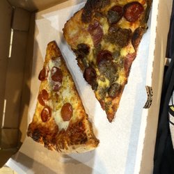 Capo’s Pizzeria Babcock - A Pepperoni Pizza Slice and a Supreme Slice.