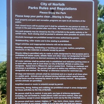 Ocean View Beach Park - Norfolk Public Park Informational Signage (bordering the public beach) - Beaches Near Me - Norfolk, Virginia