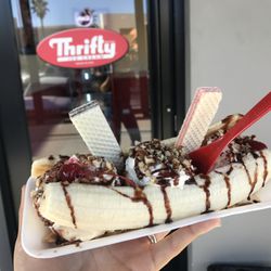 Thrifty Ice Cream - A Classic banana split with your favorite ice cream