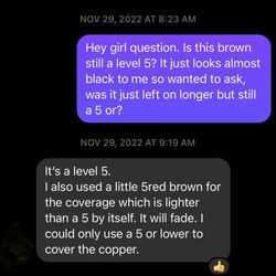 Beauty Brands - Here I contacted her showing I'm concerned about it being so dark.