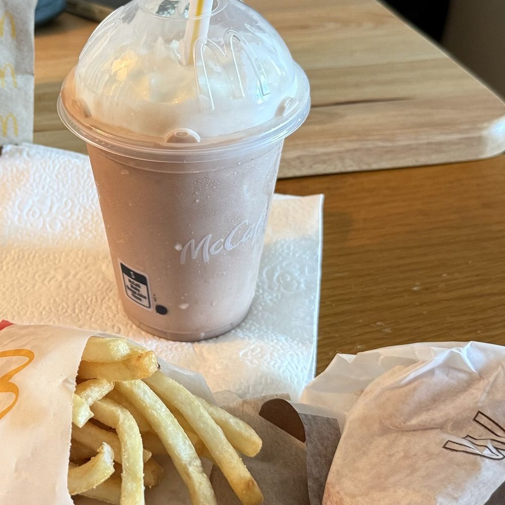 Chocolate Shake hamburger & small French Fries Chocolate Shake hamburger & small French Fries