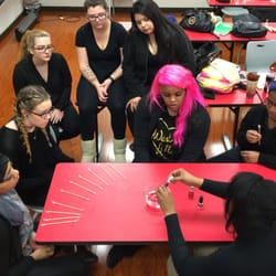 Ridley Lowell Business And Technical Institute - Cosmetology students study nails to perform manicures and pedicures. This advanced lesson is on "How to marble nails"