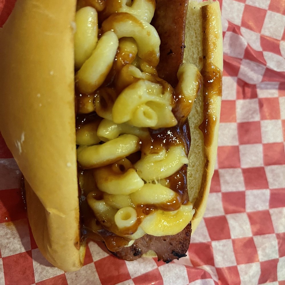 Mac and cheese hot dog Mac and cheese hot dog