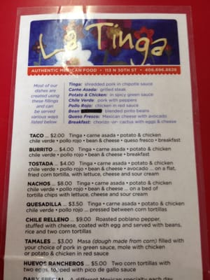 Menu photo 7 La Tinga Billings, MT Menu photo 7 La Tinga Billings, MT
