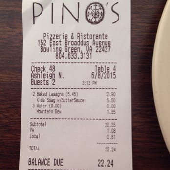 Pino's Pizza - Prices - Pizza Near Me - Bowling Green, Virginia Pino's Pizza - Prices - Pizza Near Me - Bowling Green, Virginia