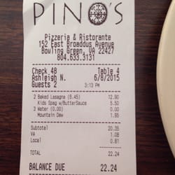 Pino's Pizza - Prices