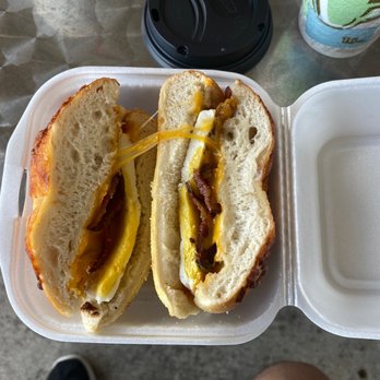 The Bagel Café - Sunrise breakfast bagel sandwich with bacon. - Bagels Near Me - Katy, Texas The Bagel Café - Sunrise breakfast bagel sandwich with bacon. - Bagels Near Me - Katy, Texas