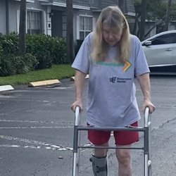 Encompass Health Rehabilitation Hospital of Miami - Mom on her feet working hard at her rehabilitation!!