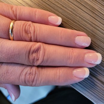 Vivi Nails & Spa - ANC French manicure w/ Glitter ring finger - Nail Salons Near Me - Latham, New York Vivi Nails & Spa - ANC French manicure w/ Glitter ring finger - Nail Salons Near Me - Latham, New York