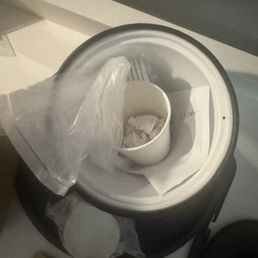 Ice bucket filled with trash
