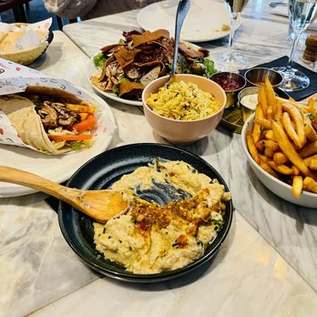 Hanoon - Chicken Shawarma, baba ganoush, jeweled rice, Harry fries, chicory fattoush - Middle Eastern Near Me - Kirkland, Washington Hanoon - Chicken Shawarma, baba ganoush, jeweled rice, Harry fries, chicory fattoush - Middle Eastern Near Me - Kirkland, Washington