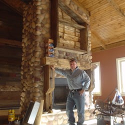 We Build Arkansas - Just finished up this custom fireplace with stone and shelves adding a TV soon
