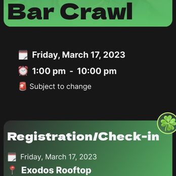 Exodos Rooftop - St patricks day special for the bar crawl - Lounges Near Me - Detroit, Michigan