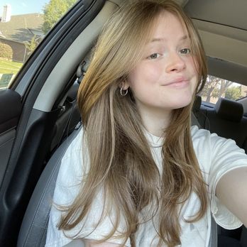 Tangerine Salon - Haircut, she redid my curtain bangs and long layers - Hair Salons Near Me - Coppell, Texas