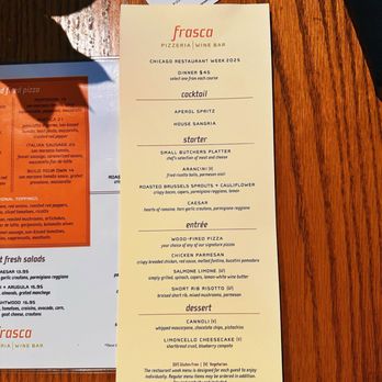 Frasca Pizzeria and Wine Bar - Menu restaurant week - Wine Bars Near Me - Chicago, Illinois Frasca Pizzeria and Wine Bar - Menu restaurant week - Wine Bars Near Me - Chicago, Illinois