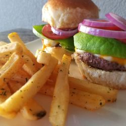 Scratch Mobile Kitchen - Grass-fed Beef Sliders with Cheese, Lettuce, Tomato, Onion and Scratch Sauce (1, 6.5 oz patty on the menu)