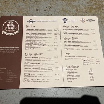 The Rusty Mackerel - Menu as of 7/10/23 - Pubs Near Me - Carrick, DL
