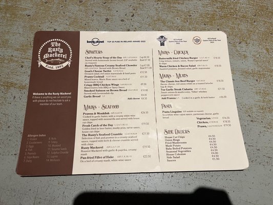 Menu photo 1 The Rusty Mackerel Carrick, DL