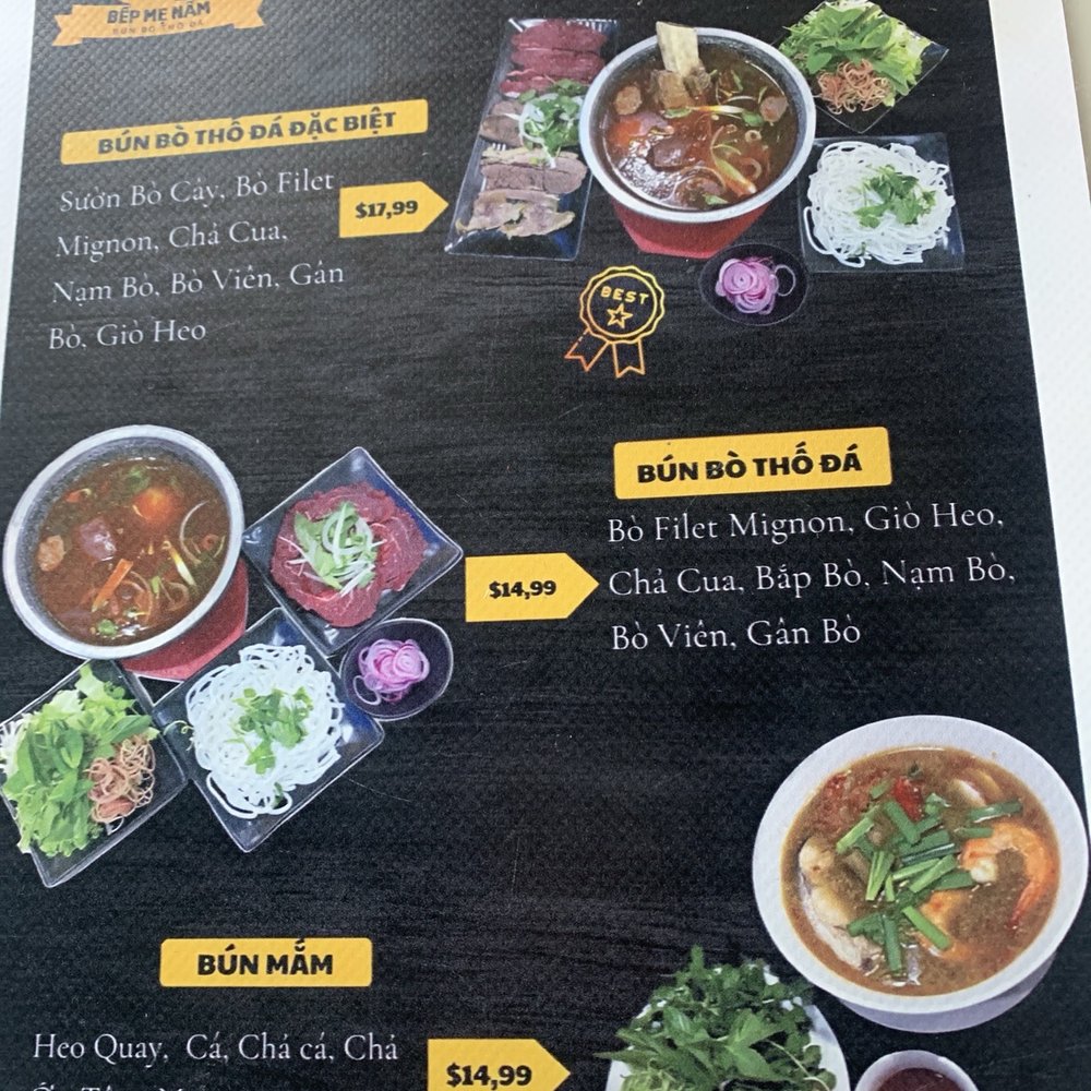 Bep Me Nam Bun Bo Tho Da - Menu 12/24 - Vietnamese Near Me - Westminster, California