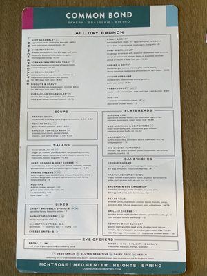 Menu photo 6 Common Bond Bistro & Bakery - City Place Spring, TX