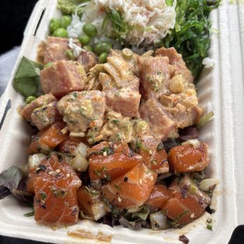 Pine Isle - Spicy Ahi Tuna and Shoyu Salmon Poke - Hawaiian Near Me - Dallas, Texas Pine Isle - Spicy Ahi Tuna and Shoyu Salmon Poke - Hawaiian Near Me - Dallas, Texas