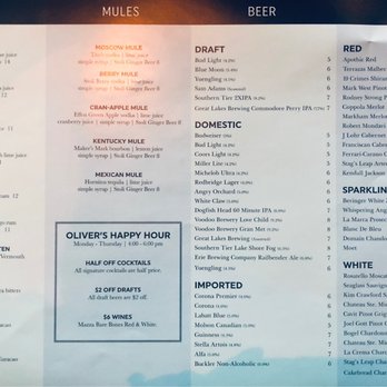 Oliver's Rooftop - Drink menu - 2/23/21 - New American Near Me - Erie, Pennsylvania