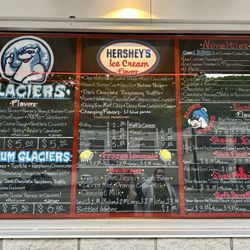 Custard's First Stand - 2024 menu of Glaciers, Hershey's ice creams, novelties, slushies, etc.