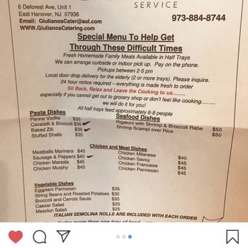 Giuliano's Catering Service - Also ordered cavatelli and broccoli , chicken Murphy and salad - Caterers Near Me - East Hanover, New Jersey Giuliano's Catering Service - Also ordered cavatelli and broccoli , chicken Murphy and salad - Caterers Near Me - East Hanover, New Jersey