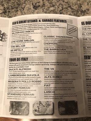 Menu photo 4 Ted's Garage Clinton, IL