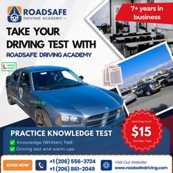 Roadsafe Driving Academy - Take your driving test with RoadSafe Driving Academy!

From knowledge tests to driving warm-ups, we've got you covered.