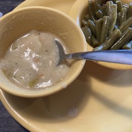 Cup of potato soup & side of green beans Cup of potato soup & side of green beans