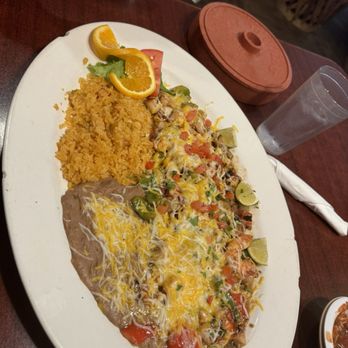 Pueblo Lindo - Seafood Alambre paired with flour tortillas - avocado bc my bf can't stand it - Mexican Near Me - Meridian, Idaho Pueblo Lindo - Seafood Alambre paired with flour tortillas - avocado bc my bf can't stand it - Mexican Near Me - Meridian, Idaho
